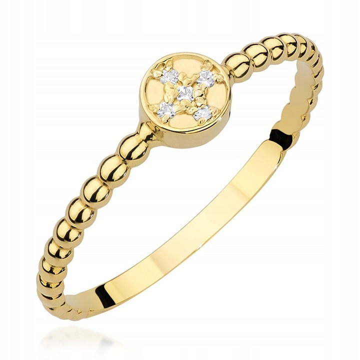 ZŁOTY PIERŚCIONEK pr. 333 Kulkowy i Cyrkonie r.9