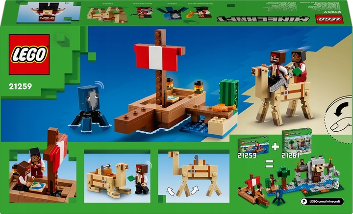 LEGO MINECRAFT 21259 Statek Piracki Figurki Wielbłąd Zestaw Klocki + Torba