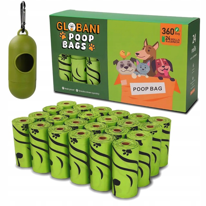 WORKI BIODEGRADOWALNE Woreczki na psie odchody BIO 360 szt.+ etui ZAPACHOWE