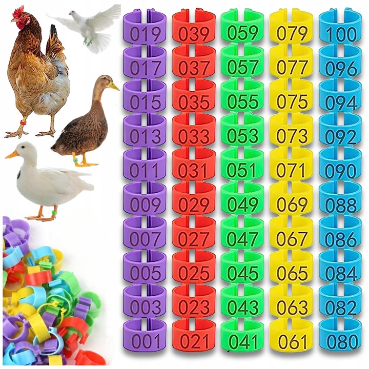 ZNACZNIKI OBRĄCZKI KLIPSY DLA KUR KACZEK GĘSI PTAKÓW 16MM 0.5-2.5kg