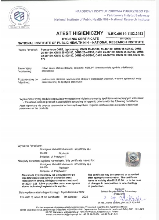 Pompa obiegowa Omnigena OMIS 25-40/180