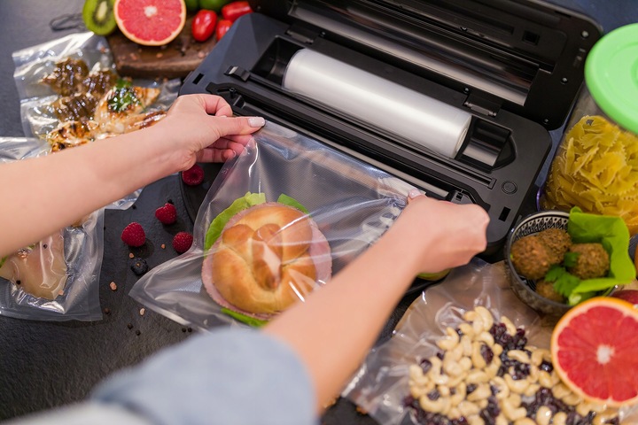 Zgrzewarka próżniowa Pakowarka żywności Automatyczna Roczny zapas folii 26m