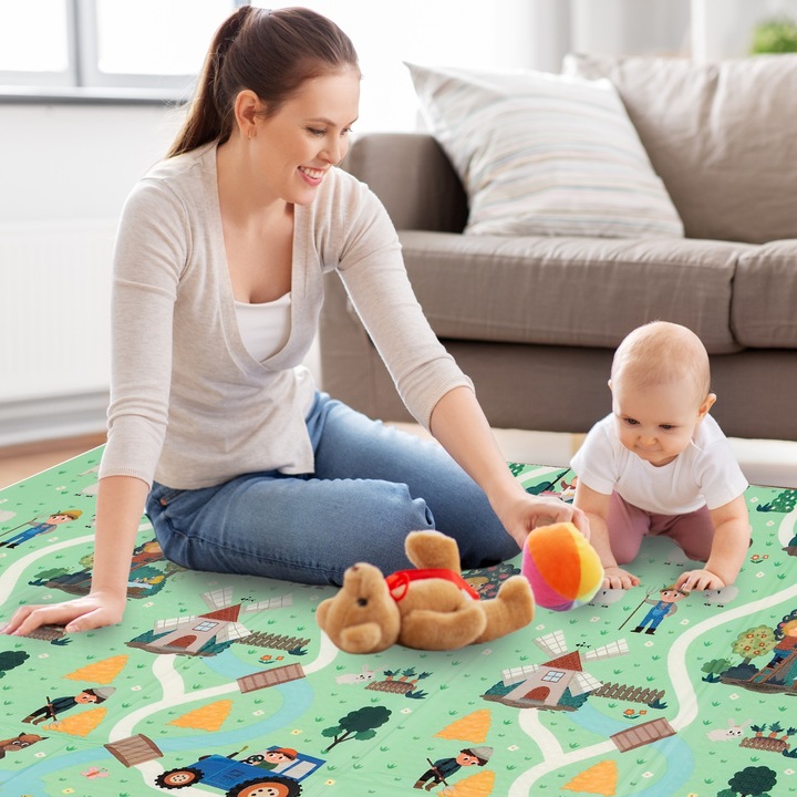 DUŻA MATA PIANKOWA SKŁADANA EDUKACYJNA DWUSTRONNA 180X200CM POLSKI ALFABET