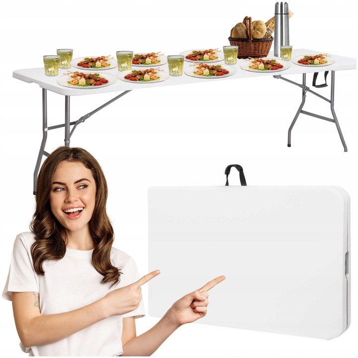 STÓŁ CATERINGOWY Składany w Walizkę TURYSTYCZNY Przenośny Rozkładany 180 cm