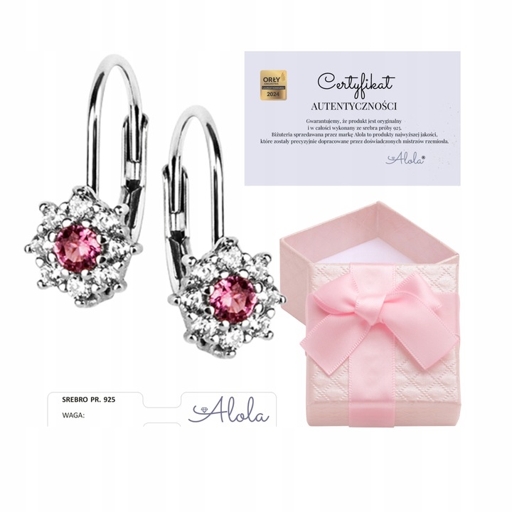 KOLCZYKI SREBRNE DLA DZIEWCZYNKI DZIECI KWIATKI ANGIELSKIE ZAPIĘCIE PREZENT