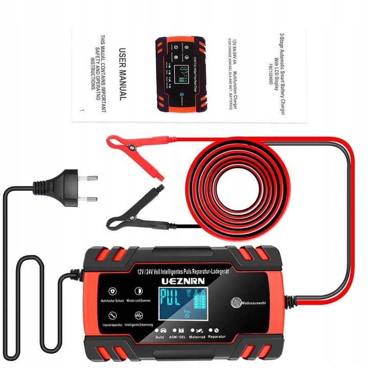 Prostownik Automatyczny Samochodowy Z Funkjcą Naprawy Akumulatora 12 24V