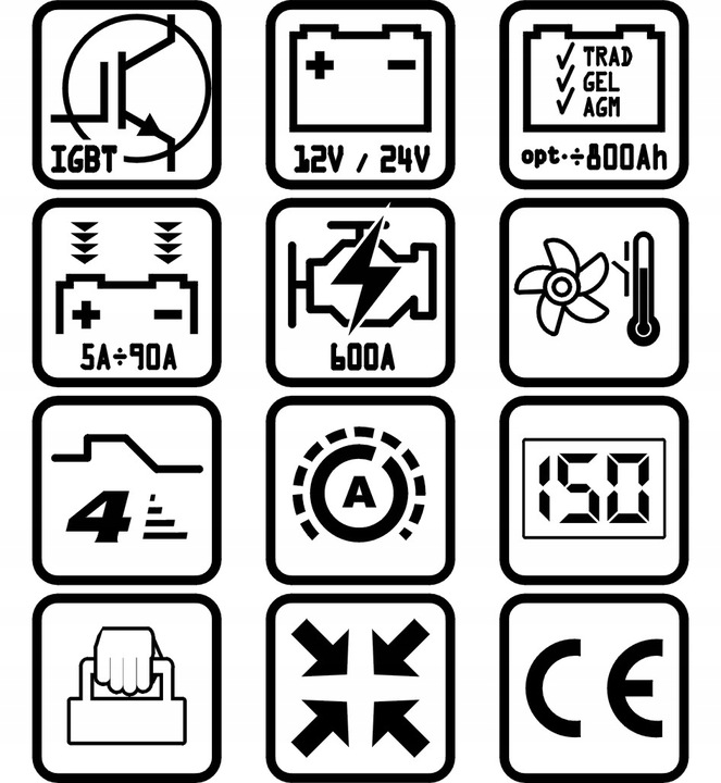 Wertberg LG 6.96 prostownik ładowarka akumulatora 800 Ah 90 A rozruch 600 A