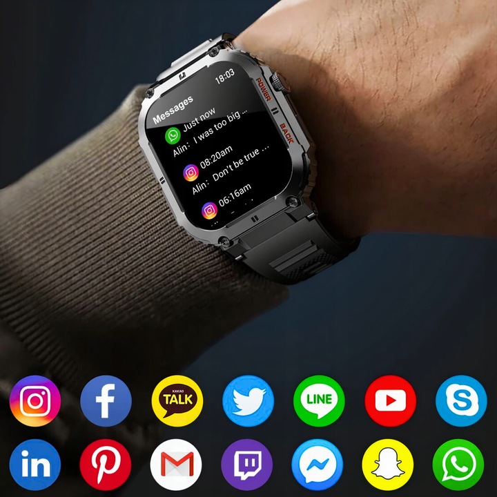 SMARTWATCH ZEGAREK MĘSKI ROZMOWY POLSKIE MENU PULS CIŚNIENIE POWIADOMIENIA