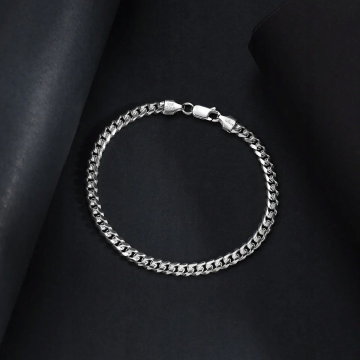 Bransoletka Srebrna Męska Pancerka 4mm SREBRO pr. 925 WŁOSKA + GRATIS