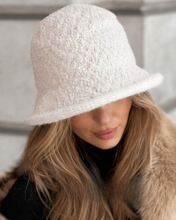 BUCKET HAT KAPELUSZ JESIEŃ ZIMA WIOSNA BOUCLE BUKLA BARANEK BEAR KOL 3007