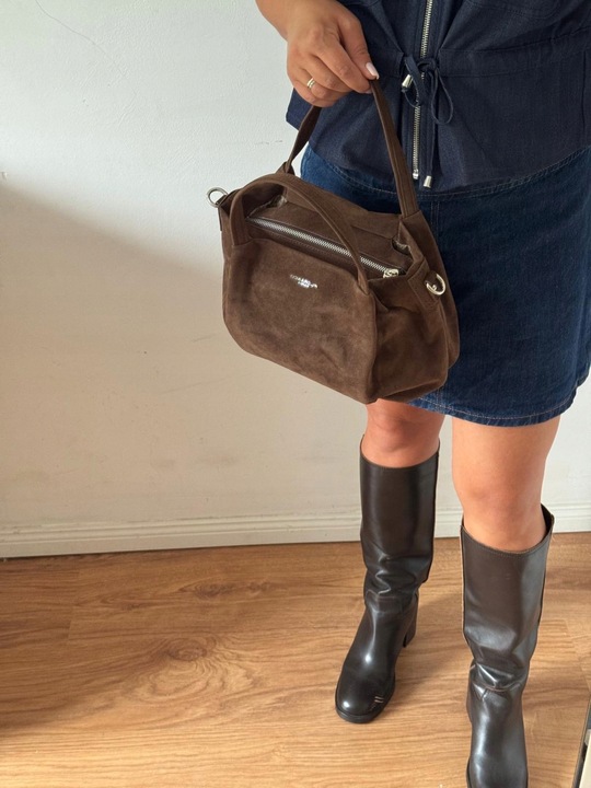 Torba Flora&Co torebka czekoladowa zamsz zamszowa eco brązowa shopper viral