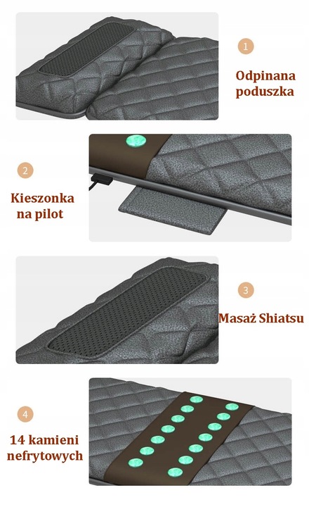 Materac masujący mata masująca shiatsu nefrytowy grzanie Gateway do masażu