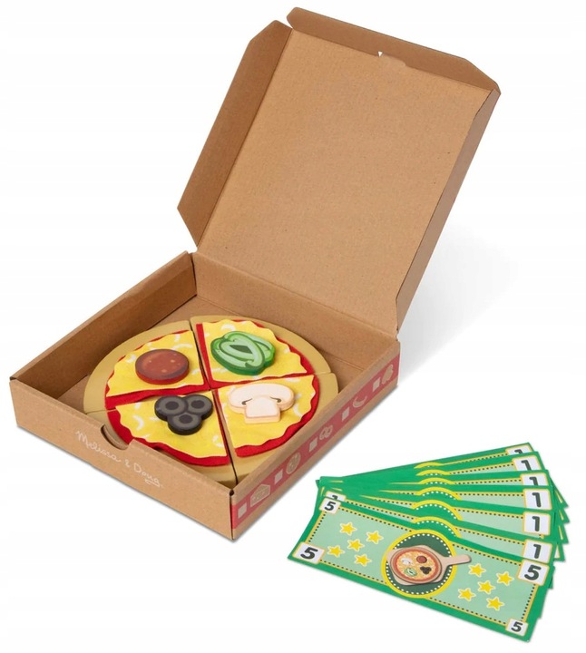 Drewniana pizza z akcesoriami Mały kucharz Pizza na rzep Piec MelissaDoug