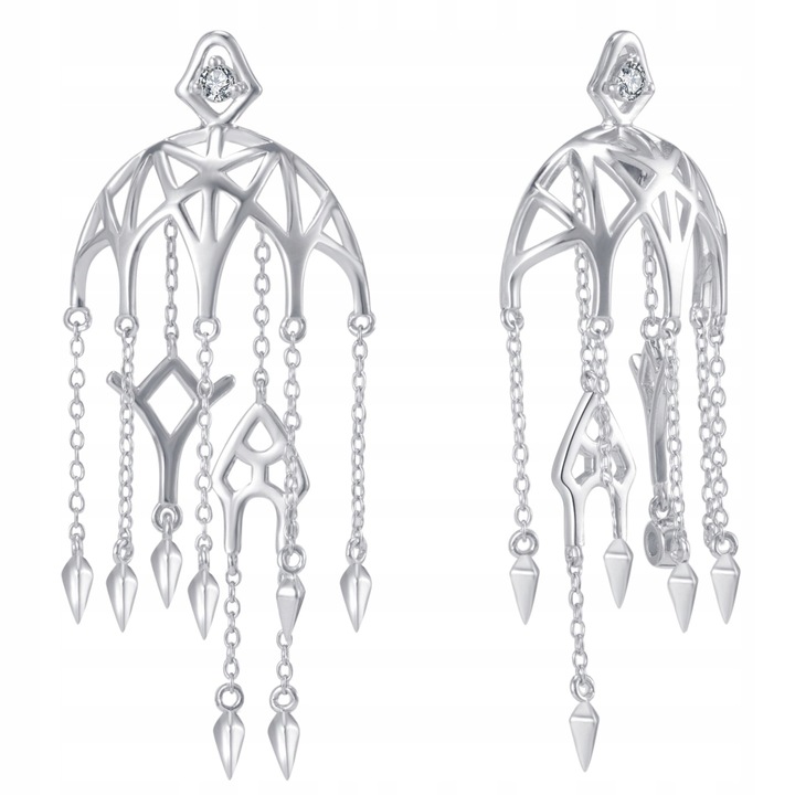 Srebrne duże kolczyki długie wiszące rodowane sztyfty srebro próba 925