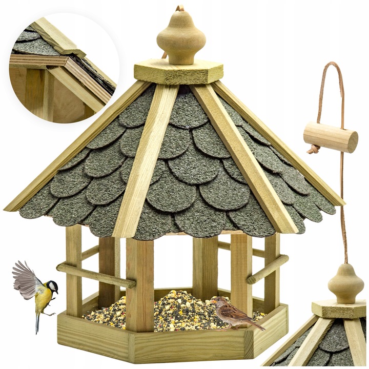 DUŻY KARMNIK DLA DZIKICH PTAKÓW SOLIDNY DOMEK BUDKA NA KARMA ZIARNO XXL