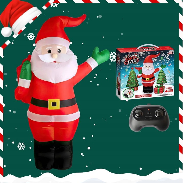 ŚWIĄTECZNY NADMUCHIWANY MIKOŁAJ 110CM Z MUZYKĄ I PILOTEM 2.4GHZ