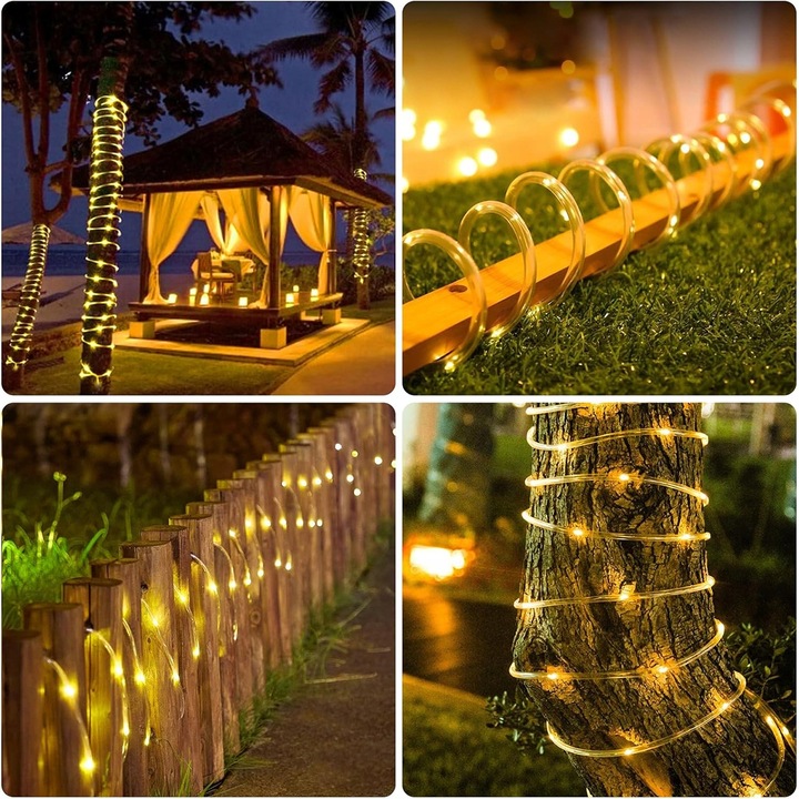 WĄŻ LED ŚWIETLNY 10 METRÓW 100 LED CIEPŁA BARWA TIMER