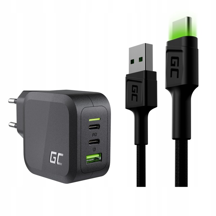 Ładowarka GaN 65W + kabel USB - USB-C LED 1,2m