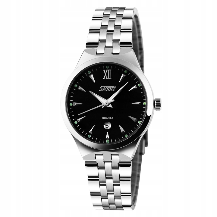 Zegarek damski klasyczny bransoleta srebrny datownik elegancki