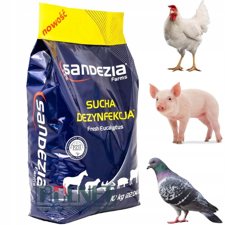 Sandezia 10kg – sucha dezynfekcja kurnika, obory i chlewni, wirusy bakterie