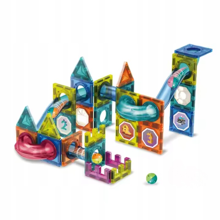 KLOCKI MAGNETYCZNE DLA DZIECKA KONSTRUKCYJNE 3D EDUKACYJNE TOR KULKOWY 42EL