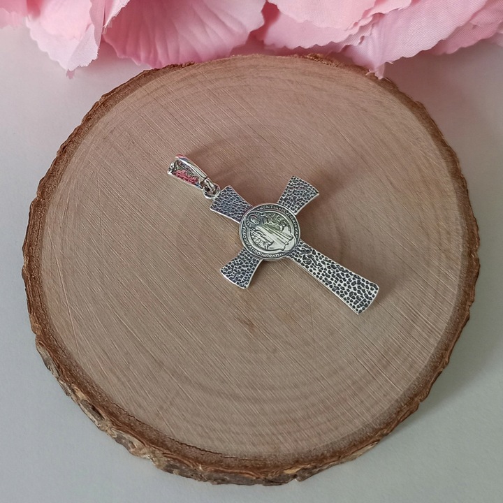 Krzyżyk srebrny oksydowany św.benedykt pr.925