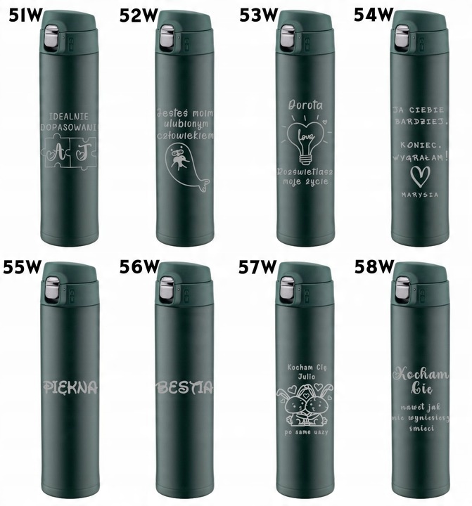 Kubek termiczny zielony z ustnikiem blokadą 520ml GRAWER logo Urodziny