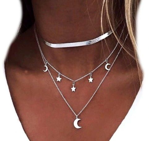 Naszyjnik choker Srebrny celebrytka boho księżyc Damski Modny retro