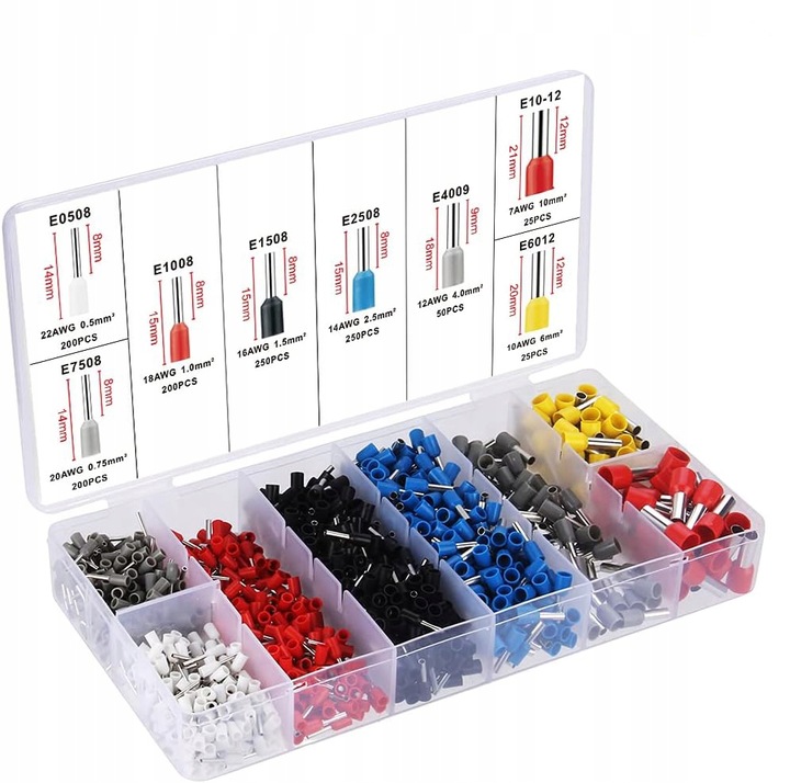 ZACISKARKA PRASKA DO KONEKTORÓW TULEJEK KABLI PRZEWODÓW 1200 SZTUK TULEJEK