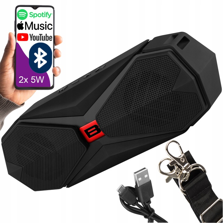 MOCNY GŁOŚNIK BLUETOOTH BOOMBOX BEZPRZEWODOWY RADIO PRZENOŚNY USB SD PASEK