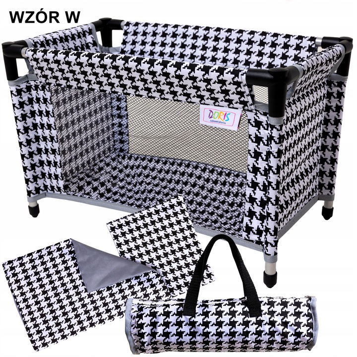 Łóżeczko dla lalek turystyczne kojec + TORBA POŚĆIEL ZESTAW 52 cm Doris