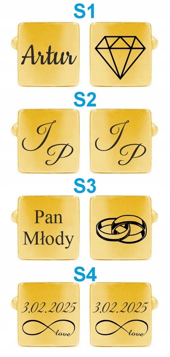 Spinki do mankietów Złote Stalowe z GRAWEREM Prezent dla Taty Męża