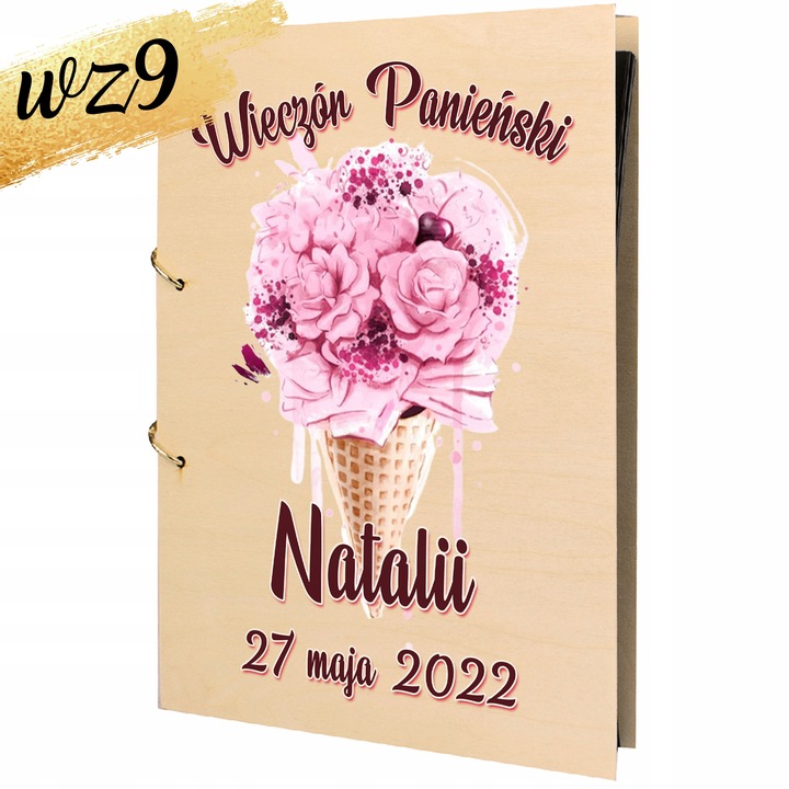 ALBUM WIECZÓR PANIEŃSKI z NADRUKIEM PREZENT DLA PANNY MŁODEJ IMIĘ Y3