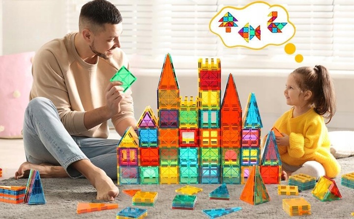 100 X KLOCKI MAGNETYCZNE DUŻE 3D MAGNETIC TILES KONSTRUKCYJNE ZESTAW DZIECI