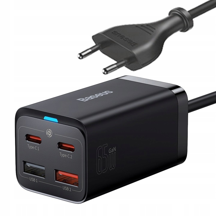 BASEUS SZYBKA ŁADOWARKA SIECIOWA GaN3 Pro 2x USB C / USB 65W MOCNY ZASILACZ