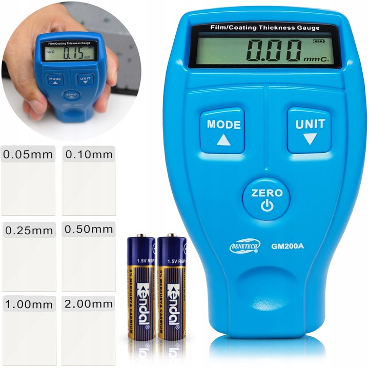 MIERNIK TESTER CZUJNIK GRUBOŚCI POWŁOKI LAKIERU MATERIAŁÓW STAL ALUMINIUM