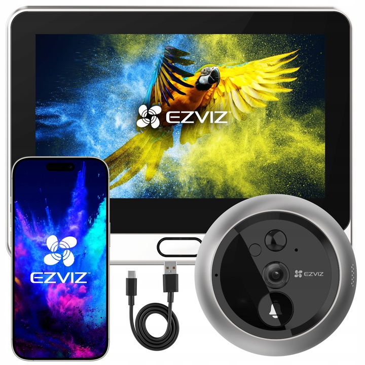 WIZJER ELEKTRONICZNY DO DRZWI JUDASZ CS-DP2 2K 3MPX PANEL DOTYKOWY EKRAN