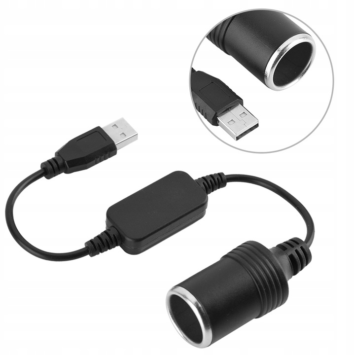 ADAPTER KONWERTER USB GNIAZDO ZAPALNICZKI 12V