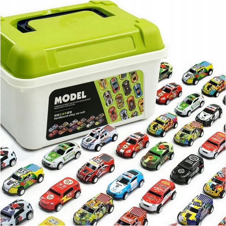 DUŻY ZESTAW SAMOCHODÓW METALOWE RESORAKI W WALIZCE AUTKA AUTKO Z NAPĘDEM