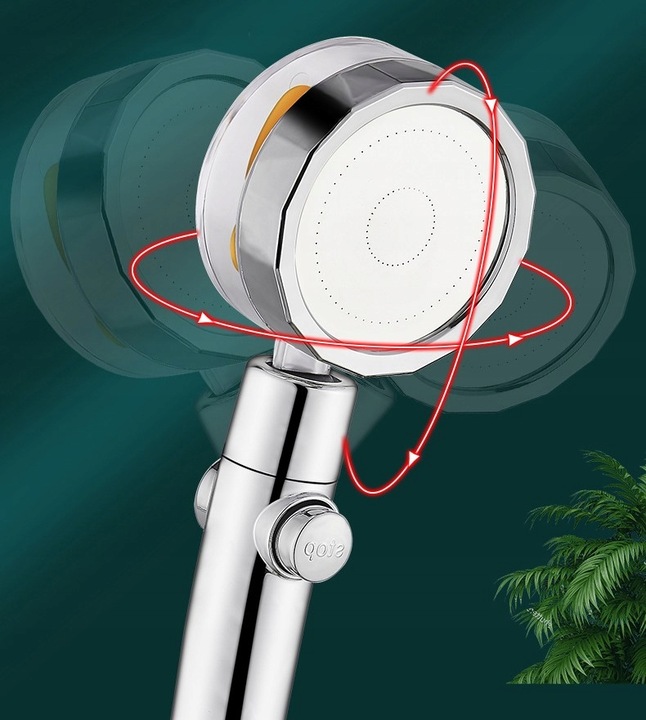 OSZCZĘDNA TURBO SŁUCHAWKA PRYSZNICOWA Z TURBINĄ WENTYLATOREM +WĄŻ+4xFILTR