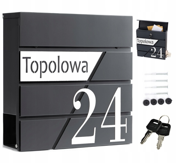 SKRZYNKA NA LISTY Z NUMEREM DOMU ADRESEM DUŻA XXL TABLICZKA NUMER