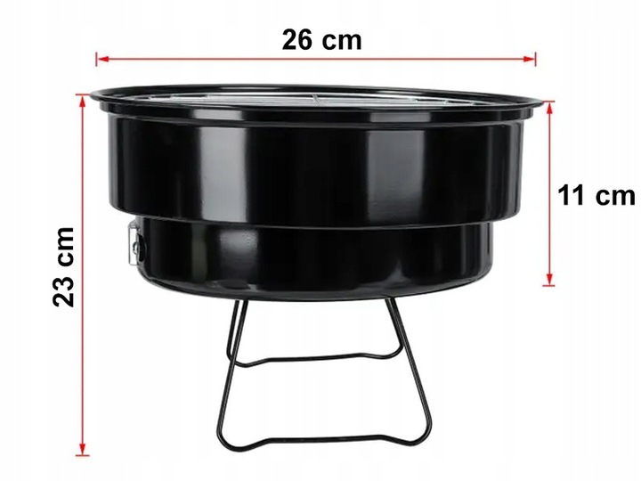 PRZENOŚNY GRILL TURYSTYCZNY WĘGLOWY SKŁADANY 26CM
