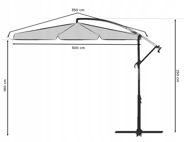 Parasol Ogrodowy Duży Składany 8 segmentów Ø 350cm
