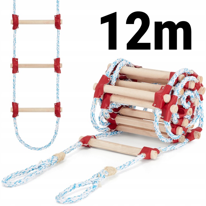 Drabina sznurowa linowa na dach ATESTOWANA 12m dekarska pleciona