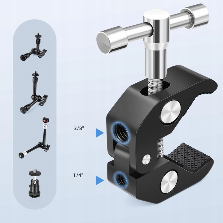 Crab Clamp Magic Arm Zacisk Studyjny Uniwersalny 1/4 3/8 + Ramię Przegubowe