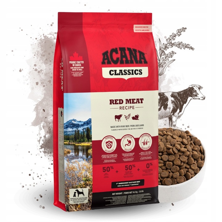ACANA RED MEAT Naturalna karma JAGNIĘCINA WOŁOWINA WIEPRZ Warzywa 14,5kg