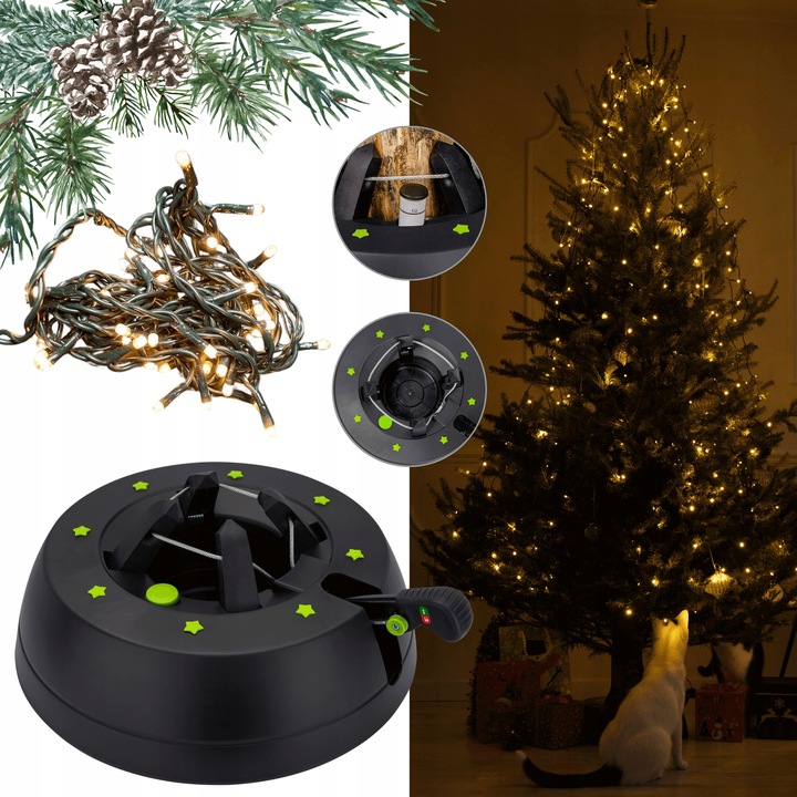 STOJAK CHOINKOWY KAMAI PODSTAWKA NA DRZEWKO 2,5M + GRATIS 100 ŚWIATEŁEK LED