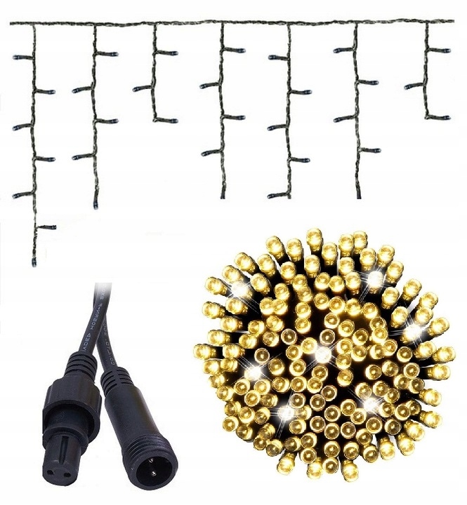 SOPLE 120LED GIRLANDA GRUBY ZIELONY KABEL FLASH Białe ciepłe + błysk zimny