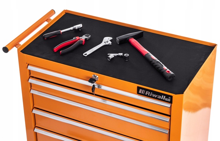 SZAFKA POMARAŃCZOWA WARSZTATOWA WÓZEK NARZĘDZIOWY 688 EL. PRO 7 SZUFLAD