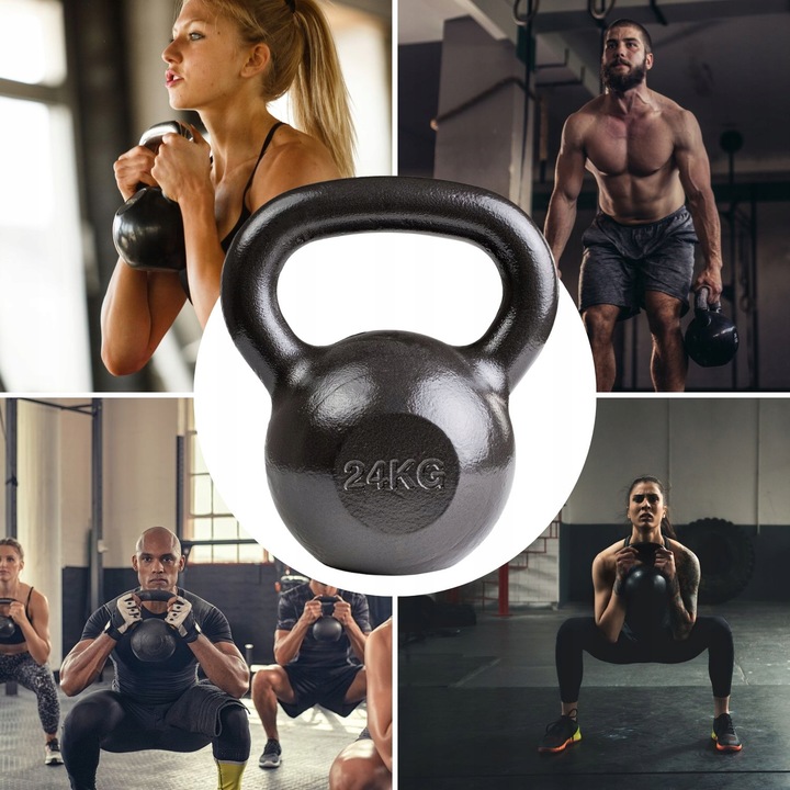 KETTLEBELL ODWAŻNIK DO ĆWICZEŃ KETTLE HANTLA HANTEL ŻELIWNY FITNESS 24KG